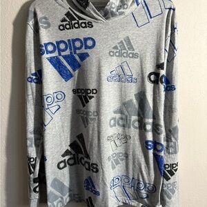Men’s XL Gray Adidas Print Long Sleeve Lightweight Athleisure Hoodie